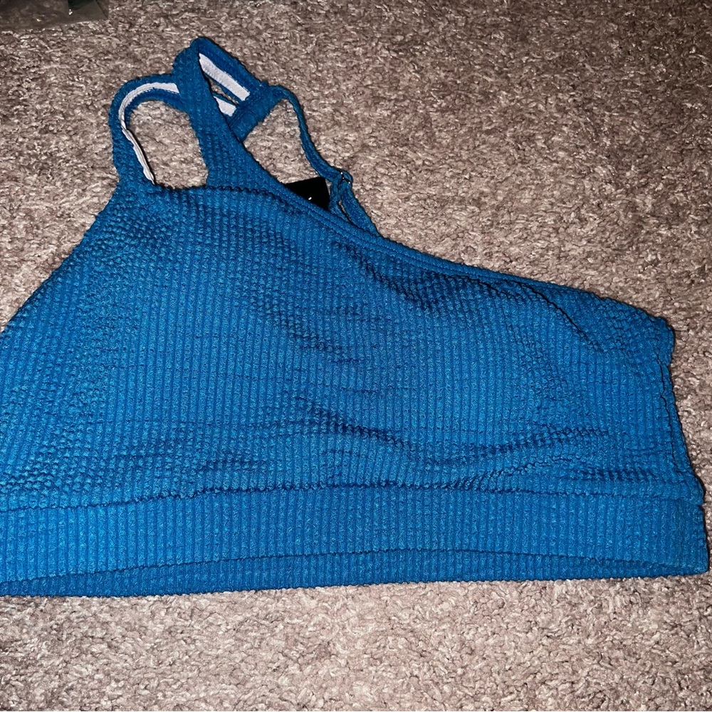 Blue Textured swim two piece